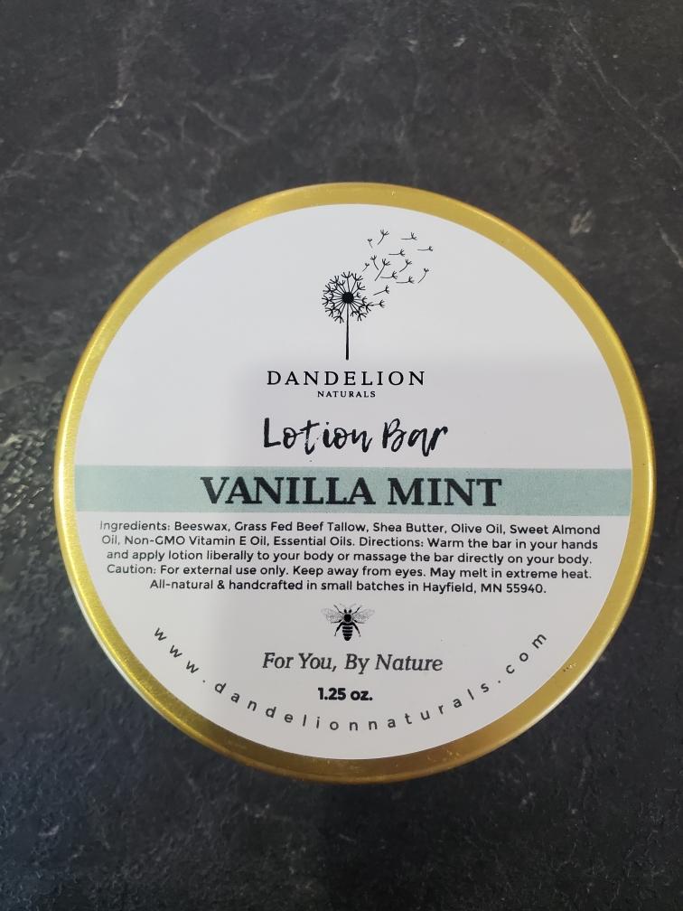 Dandelion Vanilla Mint Tallow Lotion Bar