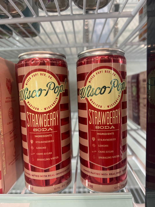 Wisco Pop Strawberry Soda Single Can