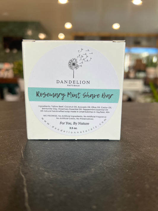 Dandelion Naturals Shave Bar - Rosemary Mint