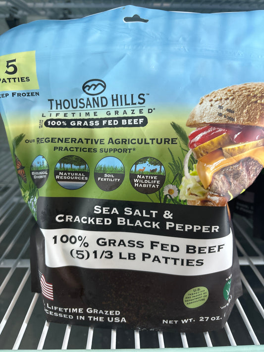 TH (5) 1/3 LB Sea Salt and Cracked Black Pepper Beef Patties