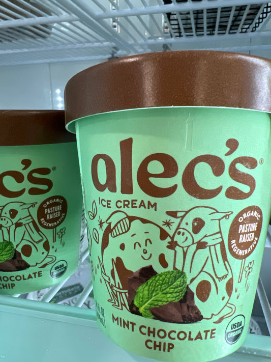 Alecs Organic Pasture Raised Regenerative Mint Chocolate Chip Ice Cream