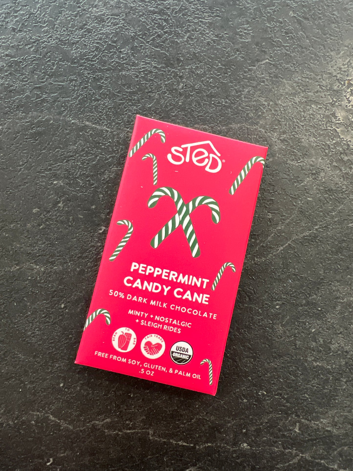 Sted Peppermint Candy Cane Mini Chocolate Bar