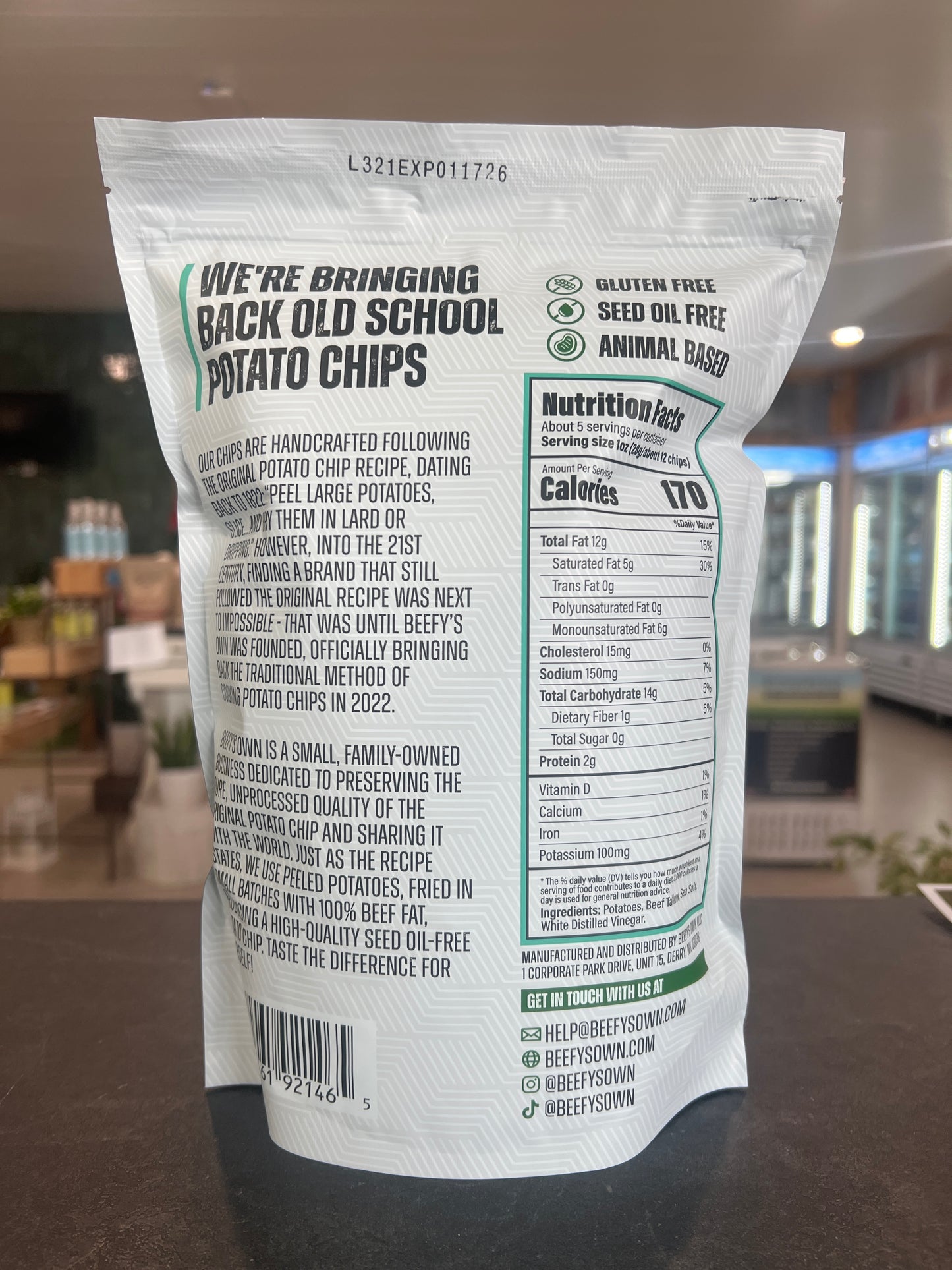 Beefys Own Beef Tallow Potato Chips - Salt N Vinegar