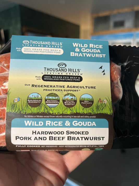 TH Wild Rice & Gouda Hardwood Smoked Pork & Beef Bratwurst Frozen