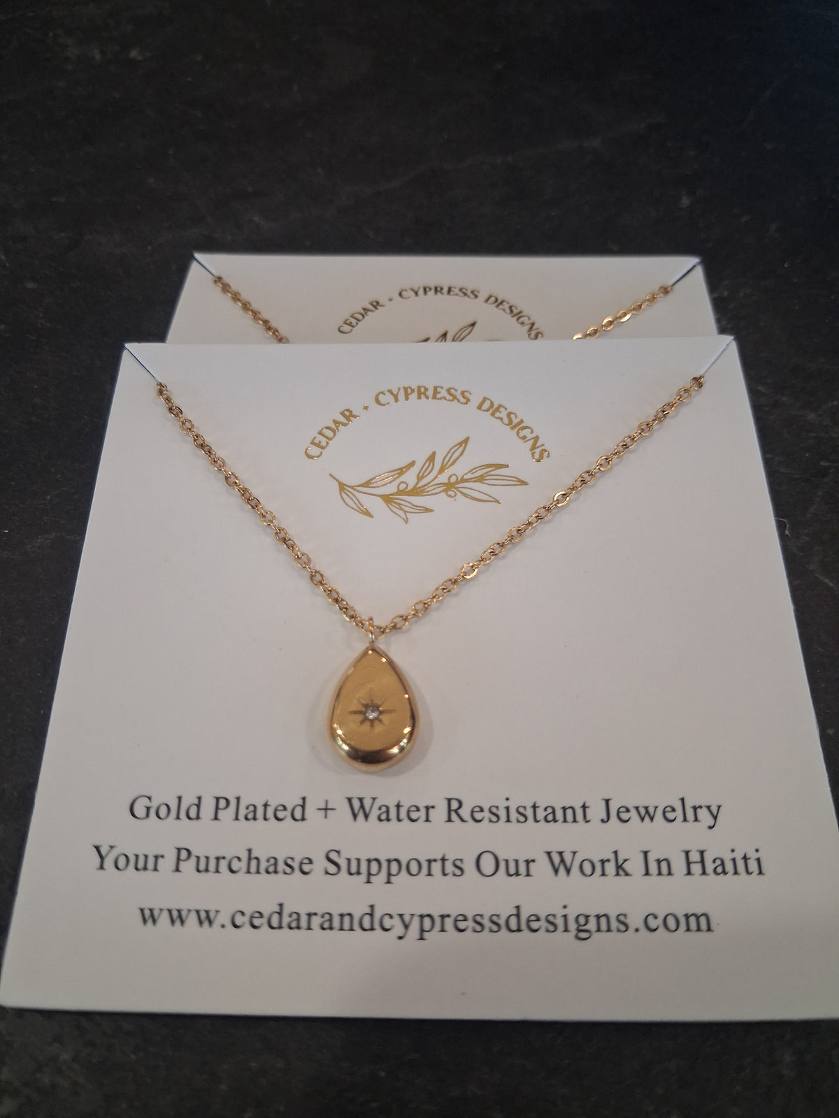 Cedar and Cypress Designs - North Star Gold Drop Necklace