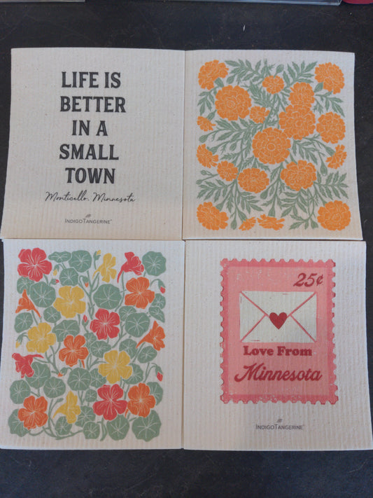 Indigo Tangerine Swedish Hand Towels Assorted