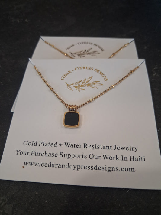 Cedar and Cypress Designs - Black Square Necklace