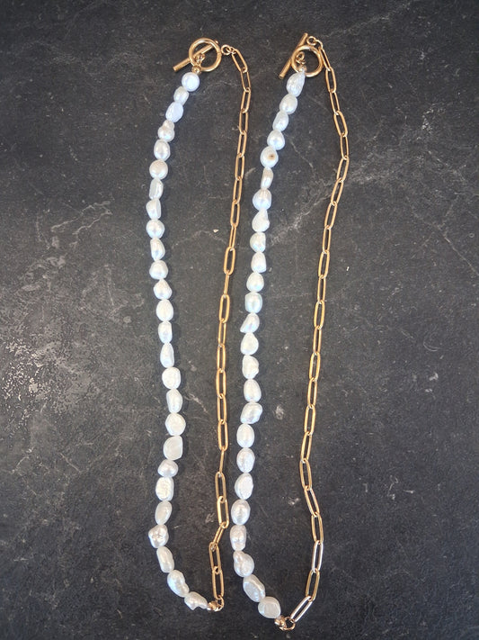 Cedar and Cypress Designs - Gold Pearl Chain Necklace