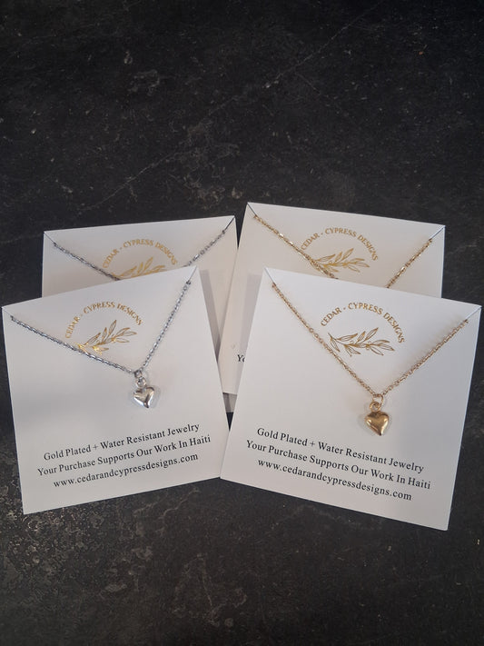 Cedar and Cypress Designs - Silver or Gold Heart Necklace
